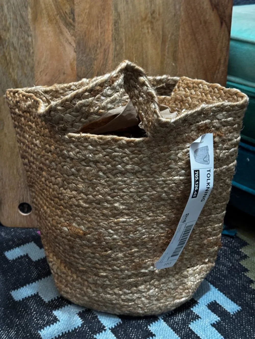 Ikea Tolkning Jute Natural Fibers Basket Tote, 705.126.48